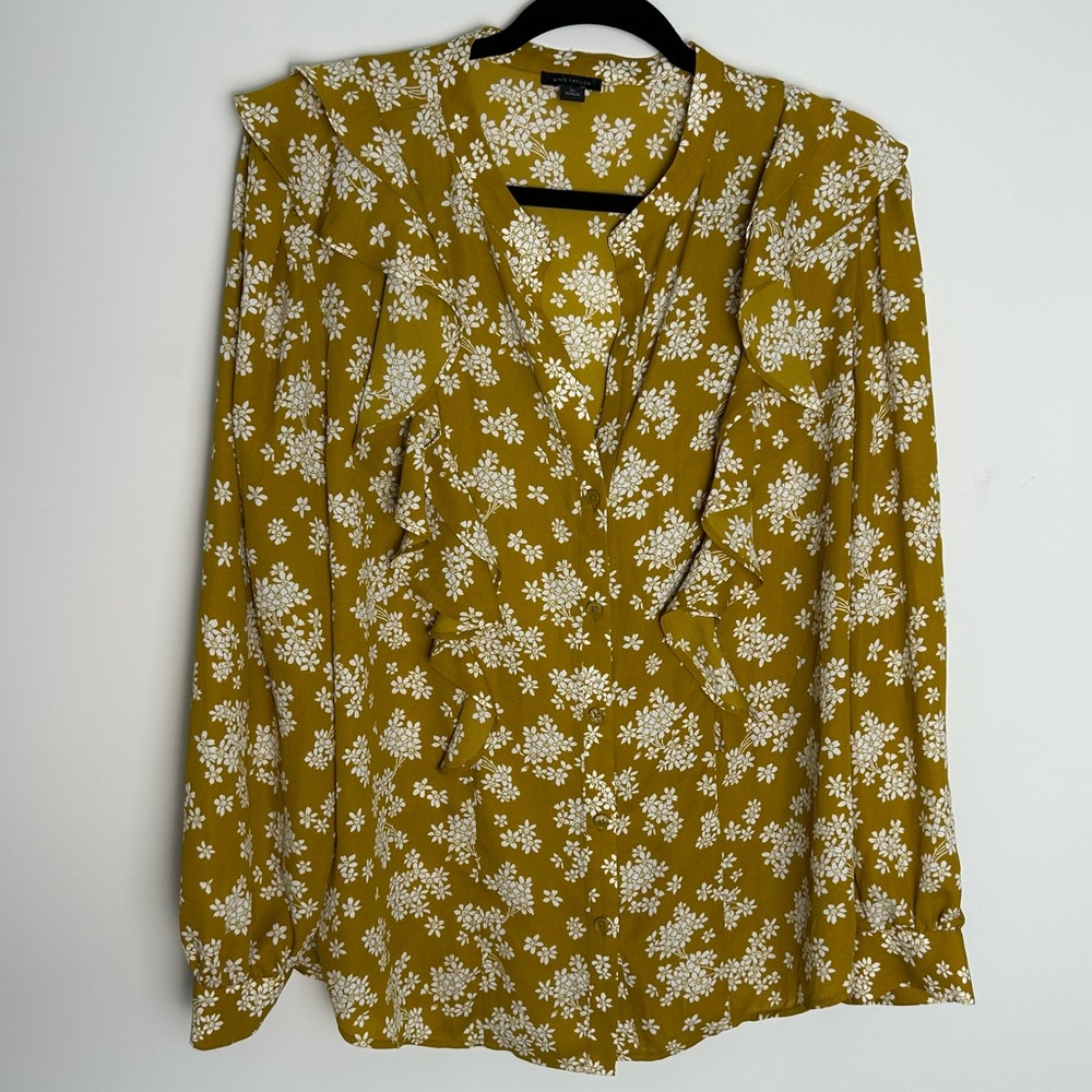 Ann Taylor Mustard Floral Blouse